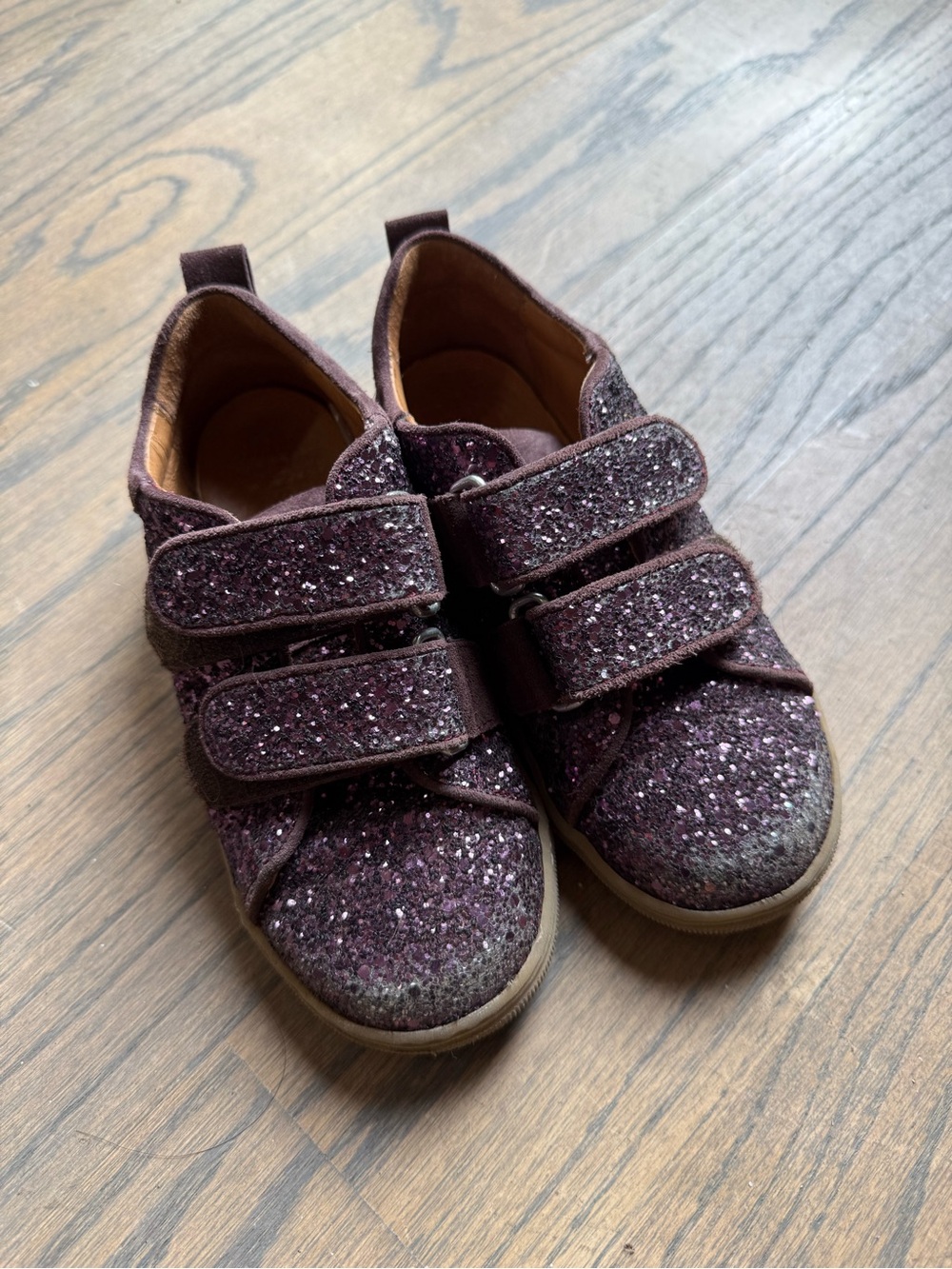 Angulus kids purple glitter sneakers